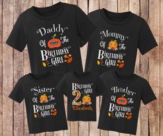 Cute Fall Birthday Tops, Fall Birthday Tops With Name Print, Personalized Birthday Shirts, Pumpkin Birthday, Baby Girl Outfit, Thanksgiving Family, Birthday Girl Shirt, First Birthday Outfits