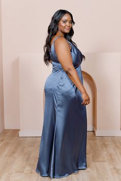 Our Giada Satin dress is a stunner, perfect for that gorgeous summer wedding! This modest dress has a front knot detail that showcases a timeless and elegant style and still provides coverage in its silhouette, making it the perfect dress for all body types. Pair this dress with its sister style the Gwen Satin dress for a complete and polished bridal look! FEATURES: Flowing A-line silhouette V-neckline Built-in bra cups and vertical boning for support Adjustable satin spaghetti straps Back zippe Wedding Parties Colors, Stunning Style, Modest Dress, Bridesmaid Dress Colors, Bridal Look, Satin Dress, Bra Cups, Modest Dresses, Bridal Looks