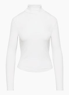 Fitted Cream Turtleneck, White Ribbed Fitted Turtleneck, Non-stretch Turtleneck Top, White Ribbed Long Sleeve Turtleneck, White Stretch Knit Turtleneck, Olive Skirt, Outfit Links, Turtleneck Shirt, Fitted Turtleneck