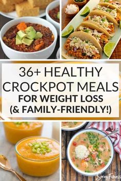 Healthy Crockpot Meals | Slow Cooker Dinner Recipes | Delicious chicken and easy crockpot tacos, chilis, stews and soups for easy clean eating dinner recipes! Paleo, Whole30, and Gluten-free options in this collection of clean eating crockpot recipes for weight loss! #CrockpotRecipes #DinnerRecipes #Healthy #HealthyDinnerRecipes #HealthyCrockpotRecipes #Dinner #Crockpot #SlowCooker #SlowCookerRecipes Healthy Crockpot Meals, Healthy Slow Cooker, Slow Cooker Recipes Healthy, Healthy Family Meals, Healthy Crockpot, Crockpot Meals, Healthy Crockpot Recipes, Healthy Families