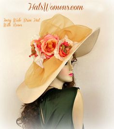 Ivory Wide Brim Dress Custom Designer Hat For Special Occasion And Horse Races With A Large Coffee Brown Beige Lightweight Fabric Bow Enhanced With Beautiful Silk Multi-Colored Rose Pink, Peach, Green, And Ivory Custom Made Millinery Flowers.

Crown Measures: 22.5" 

Condition Is New


Material: Polypropylene Ivory Straw Braid

Brim Measures: 8"

This Dress Hat Is Suited For The Kentucky Derby, The Preakness Stakes, The Belmont Stakes, The Melbourne Cup, The Royal Ascot, Horse Races, Church, And Special Occasion. Custom Made And Designed By Hats Womens, hatswomens.com

We Specialize In Designer Hats For Women, Hats For Weddings, Custom Made Straw Hats For Spring, Bridal Hats, Kentucky Derby Hats, Formal Hats For Women, Church Hats, Hats For Holidays, And Special Occasion Hats. This Fashion Special Occasion Hats, Mother Of The Bride Hats, Vintage Millinery Flowers, Flowers Crown, Preakness Stakes, Custom Made Hats, Horse Races, Belmont Stakes, Occasion Hats