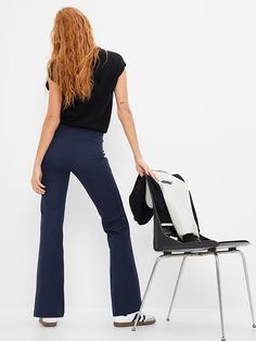 High Rise BiStretch Flare Pants | Gap Stretch Elastane Trousers, Wide Leg Stretch Dress Pants For Office, Wide Leg Stretch Work Pants For Office, Stretch High-waisted Work Pants For Office, Stretch Wide Leg Work Pants For Office, High Stretch Elastane Trousers, Full Length Stretch Workwear Pants, Stretch Long Dress Pants For Fall, Stretch Work Pants For Fall Office Wear