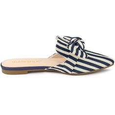 These flats' slide mules feature a pointed-toe design and decorative stripe printed with a bow. Great with shorts or chinos for a relaxed look. These Flats feature a pointed-toe, slip-on style finished for a bit of eye-catching movement every time you take a step. The simple silhouette and comfort make these flats a perfect everyday essential to pull together any outfit. It is a good choice for Parties, Offices, Casuals, Evenings, and Weekends. Spring Bow Slip-on Mules, Casual Summer Flats With Bow, Summer Flats With Bow, Summer Bow Flats, Mule Flats, Bow Slides, Simple Silhouette, Slip On Mules, Pointed Toe Flats