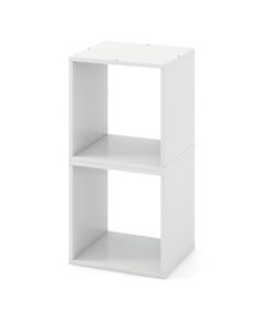 a white shelf with two shelves on each side