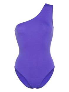 violet purple stretch-design one-shoulder pull-on style Be mindful to try on swimwear over your own garments. Purple Swimsuit, One Shoulder Swimsuit, Versace Outfit, Chanel 2, City Dress, Summer Beach Wear, Ballet Flat Shoes, Ski Wear, Lady Dior