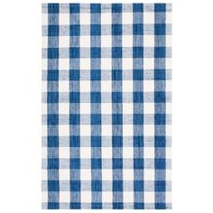 a blue and white checkered table cloth