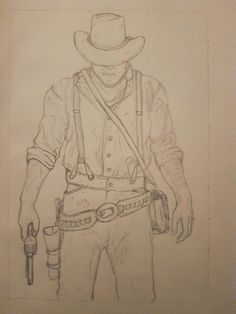 #reddeadredemption2 #sketch #western #drawing The Man With No Name Art, Red Dead Redemption 2 Drawing, Red Dead Drawing, Rdr2 Journal Drawings, Cowboy Sketch Easy, Arthur Morgan Drawing, Arthur Morgan Sketchbook, Rdr2 Sketch, Wild West Drawing