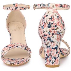 These floral-print heel sandals are sure to be a dazzling look. They feature an open toe, chunky block heels, and ankle straps, which add a touch of cuteness to your look. Designed with chunky block heels, it allows you to walk more comfortably. Pair them with your favorite cocktail dress and colorful accessories for a glamorous party look this season. Great to be a gift for your friend or sister. Floral Print Block Heel Sandals, Spring Block Heels With 4-inch Heel, Spring Open Toe Block Heels With 4-inch Heel, Spring 4-inch Open Toe Block Heels, Spring Open Heel Block Heels With 4-inch Heel, Spring Block Heels With 4-inch Open Heel, Spring Floral Print Block Heels, Spring Wedge Heel Block Heels With Padded Heel, Spring Wedge Block Heels With Padded Heel