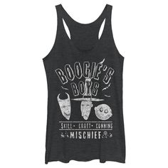 a women's black tank top that says boogie's boys