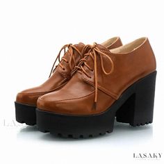 Lasaky - Stylish Chunky Heeled Platform Shoes with Ankle Strap Lace Up Chunky Heels, Elegant Chunky Heels, Chunky Heel Platform Sandals, Rough Heels, Club Office, Lace Up High Heels, Elegant Heels, Platform High Heel Shoes, Heels Platform