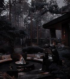 Black House Backyard, Dark House Aesthetic Exterior, Dark House Aesthetic, Mafia House Aesthetic, Black Mansion, Dark Modern House, Mansion Exterior