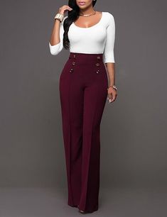 Women's High Waist Solid Color Flared Pants Type: Flared Pants Gender: Female Size Type: Regular Pant Style: Wide Leg Pants Material: COTTON Material: Polyester Material: Nylon Fit Type: LOOSE SLACKS Length: Full Length Decoration: Button Decoration: Fake ZippersWaist Type: HIGH WAIST Garment Care: Hand-Wash Style: Casual ❤ Occasion: Daily Life, Shopping, Travel, Dating, Office, etc ❤ Features: Solid Color, High Waist, Wide Leg, Sliming and Fit, Flared ❤ Slim fit, Stylish with High Waist, makes High Waist Wide Leg Pants, Costume Intero, Long Trousers, Straight Trousers, Flare Trousers, Cutout Dress, Straight Pants, Cami Dress, Wine Red