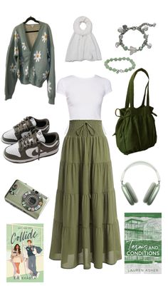 Green aesthetic hijab friendly outfit Dress Code Friendly Outfits, Friendly Outfits, Aesthetic Hijab, Book Recommendation, Midi Skirts, Green Aesthetic, Dress Code, Winter Outfits, Skirt