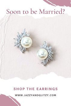 These pearl and diamond earrings will jazz up any outfit, timeless and elegant. Shop these unique earrings for your wedding day, long after. Bridal Pearl Earrings, Pearl Cluster Earrings, Bridal Earrings Pearl, Pearl And Diamond Earrings, Pearl Cluster, Ivory Pearl, Cz Earrings, Cluster Earrings, Bridal Pearls