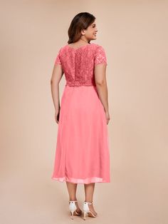 Expertly crafted for the mother of the bride, this A-line dress features a delicate lace bodice and elegant ruching that flatters all body types. Short sleeves add a touch of modesty while still keeping you comfortable. Perfect for any special occasion, this dress will make you feel confident and beautiful.    Attention!     The sleeves are see-through and unlined. (Refer to the picture below) A Line Shorts, Mother Of The Bride Dress, Lace Bodice, Chiffon Fabric, Mother Of The Bride Dresses, Feel Confident, Bride Dress, Chiffon Dress, Mother Of The Bride