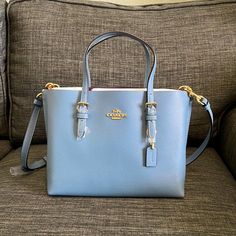 Double Face Leather Zip-Top Closure, Fabric Lining Side Open Compartments Handles With 4 3/4" Drop Detachable Strap With 22" Drop For Shoulder Or Crossbody Wear 9 3/4" (L) X 7 1/2" (H) X 4 3/4" (W) Style No. C4084 Coach Mollie Tote, School Handbag, Handbag Aesthetic, Handbags Diy, Accessories Board, Pretty Tote Bags, My Style Bags, Luxury Bags Collection, Brown Satchel