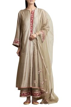 Shop for Sue Mue Beige Anarkali Kurta Set With Embroidered Palazzo Pants for Women Online at Aza Fashions Beige Anarkali, Anarkali Kurta Set, Beige Kurta, Kurta Palazzo Set, Womens Palazzo Pants, Embroidered Motifs, Designer Anarkali, Palazzo Set, Anarkali Kurta