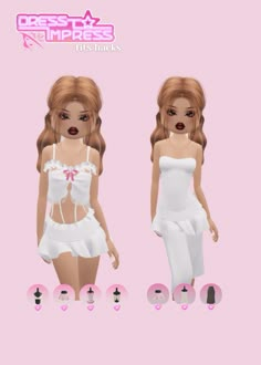 the dress up doll is wearing white clothes