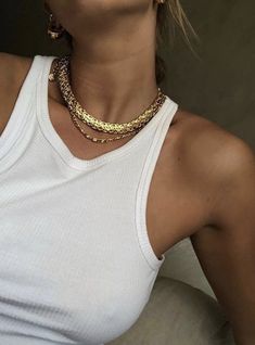 25 AFFORDABLE YESSTYLE CLOTHING PICKS [MAY 2020] School Looks, Gold Chain Necklace, Mode Inspiration, White Tank Top, White Tank, Look Cool, Gold Chain, Streetwear Fashion, Fashion Inspo Outfits