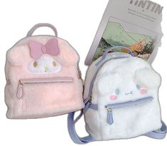 Kawaii White Portable Backpack, Cute Compact White Backpack, Cute White Student Backpack, White Cute Design Standard Backpack, Kawaii Backpack For Daily Use With Cute Design, White Backpack With Cute Design, White Student Backpack With Cute Design, White Standard Backpack With Cute Design, Kawaii Style Cute Backpack For Daily Use