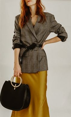 How to style a yellow slip dress - minimal street style with belted blazer Belted Slip Dress Outfit, Dress With A Belt Outfit, Summer Dress With Blazer, Silk Dress And Blazer Outfit, Blazers Over Dresses, Slip Skirt With Blazer, Belted Blazer Outfit Skirt, Silk Dress With Blazer, Slip Dress Work Outfit