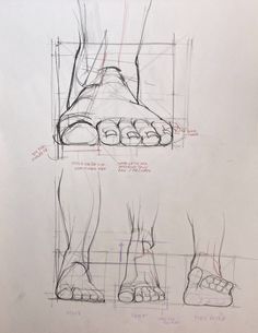 two drawings of feet with different angles and sizes