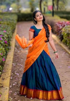 NEW TRANDING POST Half Saree Photoshoot, Varsha Dsouza, Telugu Culture, Half Saree Function, Photo Stills, Bride Photos Poses, Half Sarees, Creative Photoshoot