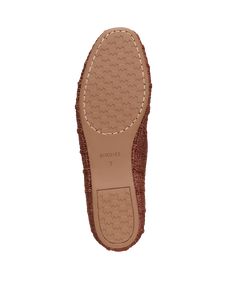 Crafted of hand-knit raffia topped with a premium leather bow, this brown round-toe ballet flat is breathable and lightweight. This silhouette was created with our Barefoot Ballerina technology, which includes a completely flexible leather-lined footbed that bends with you as if you are barefoot, but still offers full arch support and seven layers of cloud-like comfort. The flat is complete with our signature grosgrain backtab and gold Birdies logo. | The Hummingbird - Walnut Raffia Birdies Flats Brown Ballet Flats With Comfortable Insole And Round Toe, Brown Ballet Flats With Branded Insole And Round Toe, Brown Round Toe Ballet Flats With Branded Insole, Casual Brown Woven Leather Flats, Casual Woven Leather Ballet Flats, Casual Woven Leather Ballet Flats With Round Toe, Brown Textured Slip-on Flats, Brown Flats With Woven Sole, Brown Slip-on Flats With Woven Sole