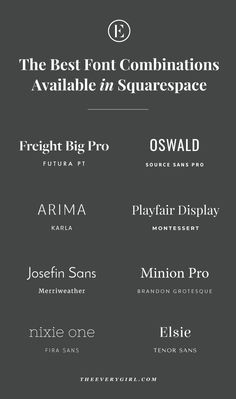 the best font combinations available in squarespaces for web design and graphic art projects