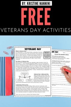 a veterans day activity for kids with the text, free veterans day activities