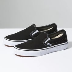 APLAZE | Vans Classic Slip-On Black VN000EYEBLK Stefan Janoski, Vans Black, Womens Shoes High Heels, Sneakers Outfit, Classic Shoes, Shoes With Jeans, Vans Classic, Black Slip Ons, Womens Shoes Wedges