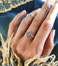 -Material: 100% Sterling Silver ✨ High quality jewel. Stamped 925.  -Face Height: 12 mm. Comfortable Ring. -Handmade 🤲🏻 -Gentle on the sensitive skin. Dive into boho vibes with our sterling silver 925 Hindu-style flower mandala ring! This playful piece features a captivating mandala design inspired by traditional Hindu motifs, adding a whimsical touch to your look. Crafted with filigree detail and high-quality sterling silver, this ring is perfect for expressing your free-spirited.Treat yourse Spiritual Promise Ring With Intricate Design, Bohemian Sterling Silver Engraved Promise Ring, Spiritual Sterling Silver Rings With Intricate Design, Spiritual Sterling Silver Flower Ring, Spiritual Silver Flower Ring For Promise, Handmade Sterling Silver Spiritual Filigree Ring, Handmade Sterling Silver Filigree Ring Spiritual, Sterling Silver Spiritual Filigree Ring, Spiritual Sterling Silver Round Filigree Ring