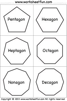 worksheet showing the four hexagons