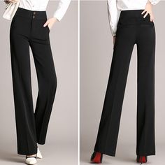 Material:Polyester Material:Cotton Length:Full Length Decoration:Pockets Decoration:Button Origin:CN(Origin) Season:Spring/Autumn Model Number:S-M-L-XL-XXL-3XL-4XL Pattern Type:Solid Style:Office Lady Pant Style:Wide Leg Pants Front Style:Flat Fit Type:LOOSE Age:Ages 18-35 Years Old Fabric Type:Broadcloth Closure Type:Button Fly Waist Type:HIGH Gender:WOMEN color:black-navy-wine style:comfortable- Personality-casual-fashion-loose advantage:Comfortable&breathable Wild style plastic washing proces Loose Pants Style, Vintage Wide Leg Pants, Wine Pants, Style Wide Leg Pants, Casual Pants Style, Womens Office, Office Pants, Elegant Office, Office Fashion Women