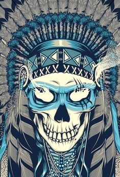 skull headdress native american indian illustration Native American Skull, Rabe Tattoo, Indian Skull, Indian Headdress, Native Art, Skull Design