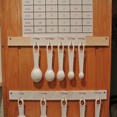 a wall mounted calendar with spoons on it