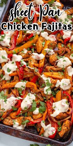 low carb chicken fajitas in a casserole dish with ranch dressing