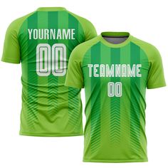 a green soccer jersey with the name and number on it