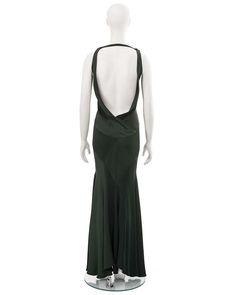 For Sale on 1stDibs - ▪ John Galliano bias-cut evening dress ▪ 'Hairclips' Fall-Winter 1988; ▪ One of Galliano's first bias-cut evening dresses which would later become a recurrent John Galliano, Hair Clips, Ball Gowns, Evening Dresses, Fall Winter, Wardrobe, Couture, Green, Dresses