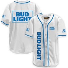 Bud Light White Baseball Jersey, Bud Light Jersey Shirt, Bud Light gift, Bud Light apparel, Bud Light shirt, jersey shirt mens, Summer gifts, Bud Light merchandise, Basic Baseball Jersey, Summer Baseball Jersey, team baseball jerseys