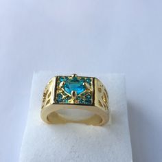 18k Gold Filled, Blue Aquamarine , Size 7 Very Pretty Blue, If You Buy It, You Will Love It. Ship Same Day. Women’s Ring Blue Gold-plated Rings For Gifts, Gold Plated Blue Rings As Gift, Blue Gold Plated Rings As Gift, Blue Gold Plated Rings For Gift, Gold Aquamarine Promise Ring, Luxury Blue Ring As Gift, Luxury Blue Rings As Gift, Gold Aquamarine Ring, S Ring