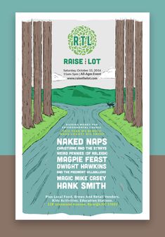 a poster with trees and water on it for the rise lot festival in new york, ny