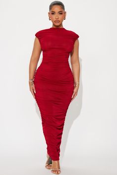 Red Church Dress, Red Dress Plus Size, Ruched Dress Bodycon, Bodycon Gown, Mock Neck Short Sleeve, Ruched Maxi Dress, Dream Outfits, Red Dress Short, Gal Gadot