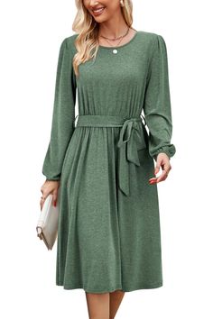 PRICES MAY VARY. 65% Polyester, 30% Cotton, 5% Spandex Imported Pull On closure Machine Wash FALL DRESSES FOR WOMEN 2023: Long sleeve dress for women adopts soft, stretchy and lightweight fabric, comfortable to wear all day. WEDDING GUEST DRESSES FOR WOMEN FALL: Long sleeve dress/ women's casual dresses/ dress with pockets/ flowy dresses for women/ elastic waist/ crew neck/ swing dress/ a line dresses for women/ tie waist dres/ long sleeve midi dress/ midi dresses for women/ modest dresses for w A Line Dresses For Women, Winter Dresses For Work, Wedding Guest Dresses Winter, Long Sleeve Dress Casual, Wedding Guest Dresses For Women, Fall Wedding Guest Dresses, Sleeve Dress Casual, Long Sleeve Dresses Fall, Fall Dresses For Women