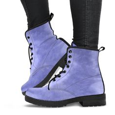 Step out in style with a pair of purple leather boots! Beautifully made, they are comfortable and will soon become one of your fashion favorites! All of our Fashion Combat Boots are custom-made-to-order and handcrafted to the highest quality standards. - Features vegan-friendly leather with a double-sided print and rounded toe construction. - Lace-up closure for a snug fit. - Soft textile lining with sturdy construction for maximum comfort. - High-quality rubber outsole for traction and exceptio 2000s Boots, 90s Boots, Women 90s, Lace Up Boots Women, Combat Boots Style, Purple Boots, Boho Shoes, Costume Shoes, Shoes Handmade