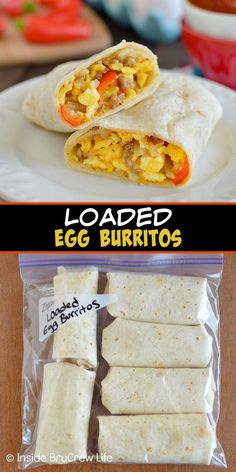 egg burritos are packed and ready to be eaten