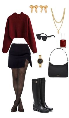 Nice Winter Outfits Classy, Classy 90s Outfits, Dark Autumn Outfits Style, Chique Outfit, Romantic Look, A Skirt, Lookbook Outfits