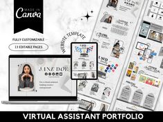 the virtual assistant portal is displayed in front of a laptop and monitor with an image of a