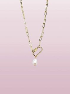 High Quality Handmade! -Real Freshwater Pearls -18K Gold Plated Carabiner Lock -18K Gold Stainless Steel Chain -Adjustable by 2 Inches  Cute Organza Bag Included Elegant Gold Necklaces With Carabiner Clasp, Elegant Necklaces With Carabiner Clasp For Gift, Gold-tone Jewelry As A Gift With Hook And Links, Gold Paperclip Necklace With Hooks And Links, Pearl Charm Necklace, Couple Items, Chain Gold, Pearl Charms, Organza Bags