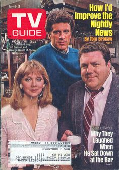 the tv guide magazine cover shows two men and a woman holding drinks in their hands